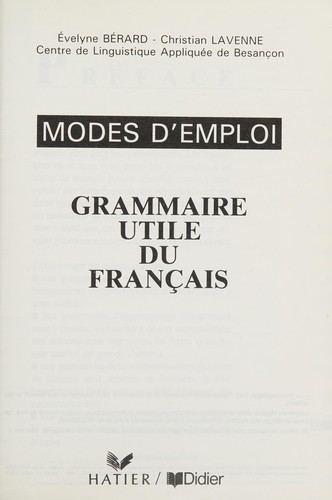 Modes d'emploi by Évelyne Bérard, BERARD, Lavenne cover
