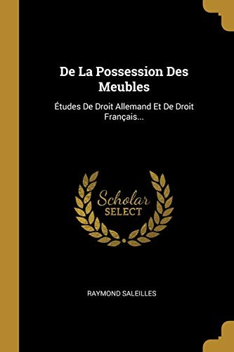 De la Possession des Meubles by Raymond Saleilles cover