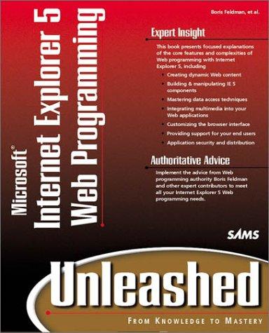 Microsoft Internet Explorer 5 Web programming unleashed by Boris Feldman cover