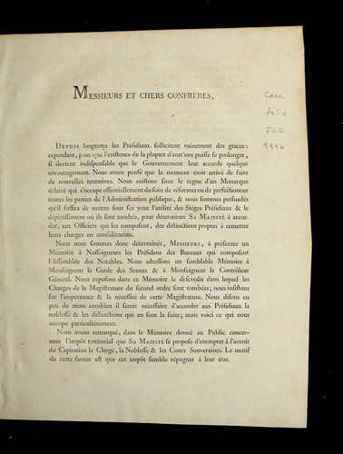 Messieurs et chers confreres, Depuis longtems les pre sidiaux sollicitent vainement des graces ... by Auxerre (France) cover
