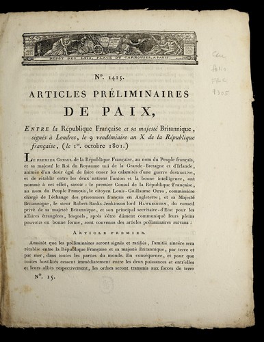 Articles pre liminaires de paix