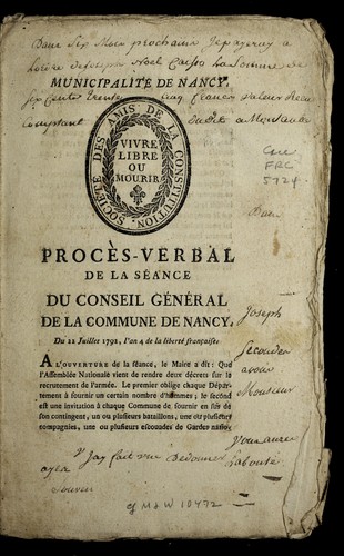 ... Proce  s-verbal de la se ance by Nancy (France) cover