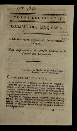 ... L'administration centrale du de partement de l'Yonne by Yonne (France) cover