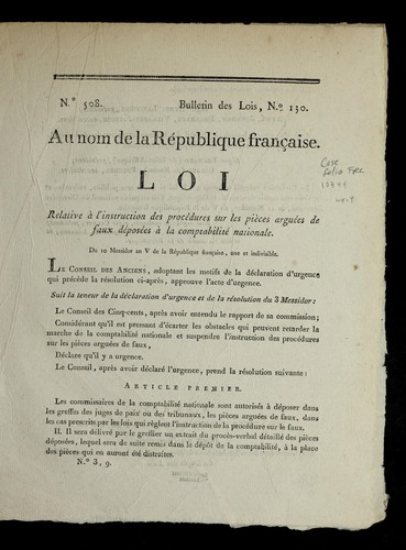 Loi relative a   l'instruction des proce dures sur les pie  ces argue es de faux de pose es a   la comptabilite  nationale by France cover