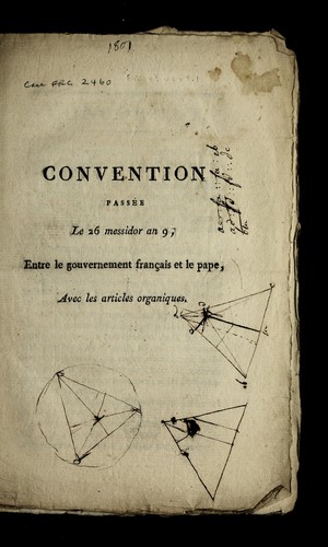 Convention passe e le 26 messidor an 9 [15 juillet 1801], entre le gouvernement franc ʹais et le pape by France cover