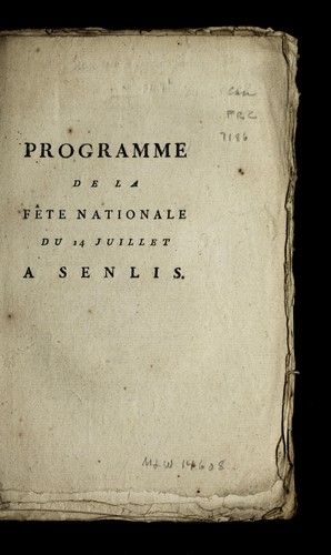 Programme de la fe te nationale du 14 juillet a Senlis by Senlis (France) cover