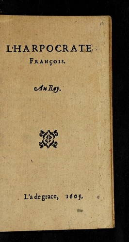 L'Harpocrate franc ʹois by  cover