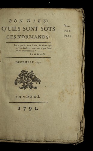 Bon Dieu! qu'ils sont sots ces Normands by Normandy (France) cover