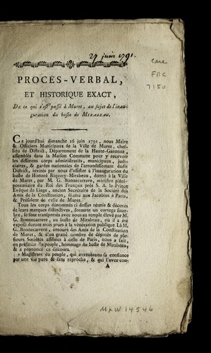 Proce  s-verbal et historique exact by Muret (France) cover