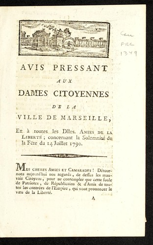 Avis pressant aux dames citoyennes de la ville de Marseille by Marseille (France) cover