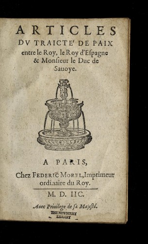 Articles dv traicte  de paix entre le Roy by France cover