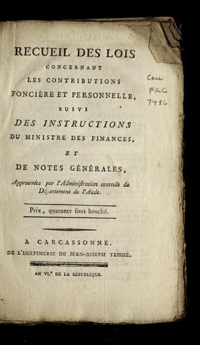 Recueil des lois by France cover