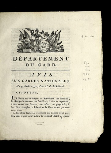 Avis aux gardes nationales by Gard (France) cover