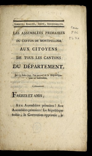 ... Les assemble es primaires du canton de Montpellier