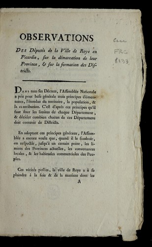 Observations by Roye (France) cover