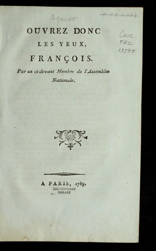 Ouvrez donc les yeux, Franc ʹois by Duprat, Pierre-Antoine comte cover