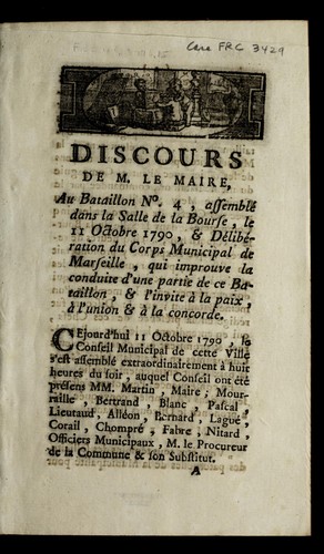 Discours de M. le maire au Bataillon No.4 by Marseille (France) cover