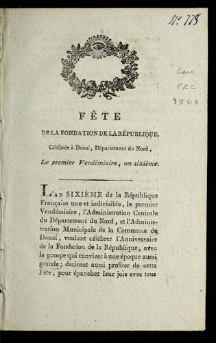 Fe te de la fondation de la Re publique by Douai (France) cover