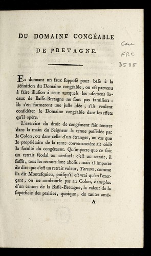 Du domaine conge able de Bretagne by Brittany (France) cover