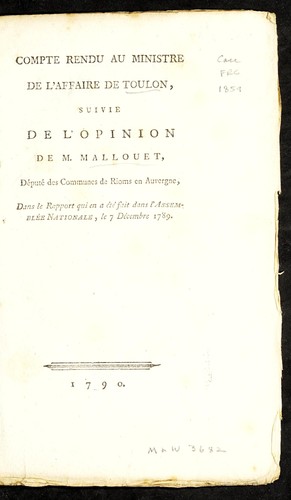 Compte rendu au ministre by Toulon (France) cover