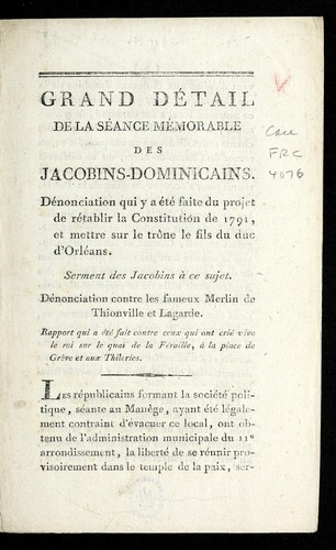 Grand de tail de la se ance me morable des Jacobins-Dominicains