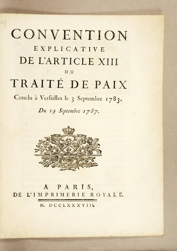 Convention explicative de l'article XIII du traité de paix by France cover