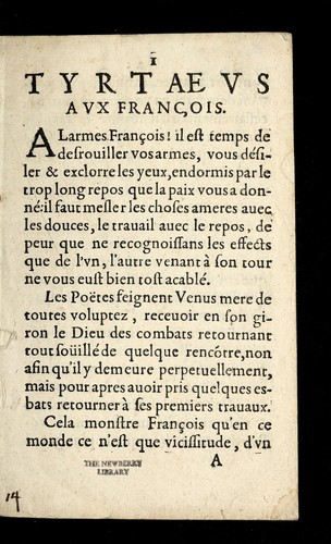Tyrtaeus aux franc ʹois by  cover