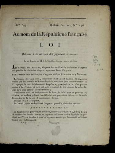 Loi relative a   la re vision des jugemens militaires by France cover