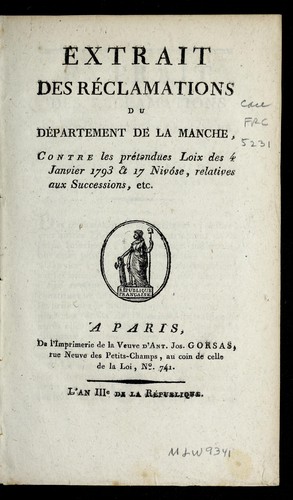 Extrait des re clamations by Manche (France) cover
