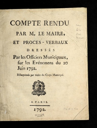 Compte rendu by Paris (France) cover