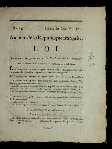 Loi concernant l'organisation de la Garde nationale se dentaire by France cover