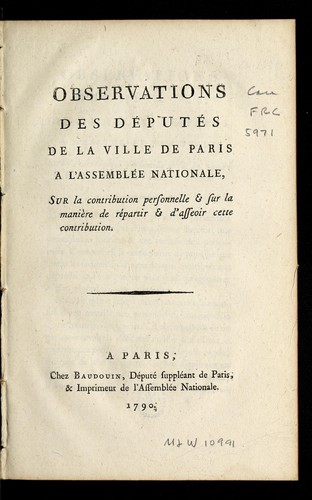Observations des de pute s de la ville de Paris