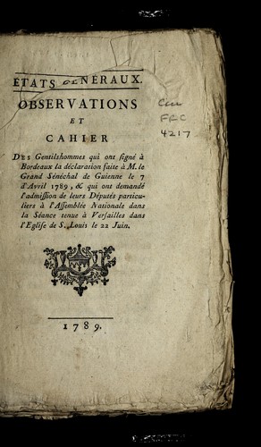 ... Observations et cahier by Guyenne (France) cover