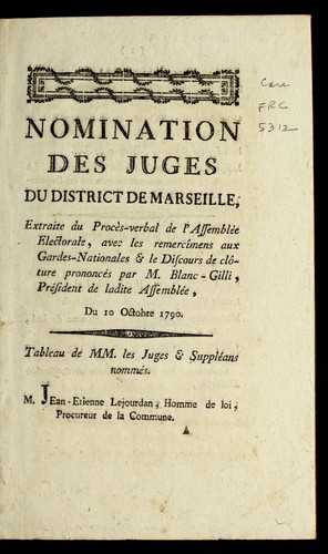 Nomination des juges du district de Marseille by Marseille (France) cover