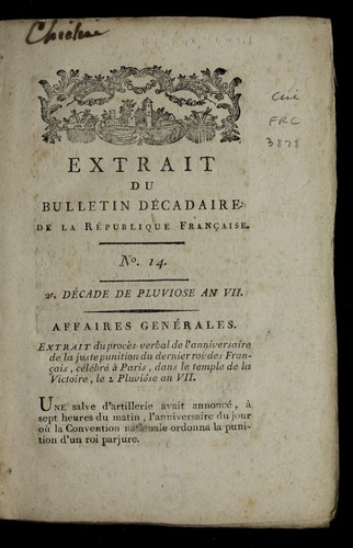 Extrait du Bulletin de cadaire de la Re publique franc ʹaise by Yonne (France) cover