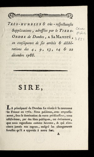 Tre  s-humbles & tre  s-respecteuses supplications by Dombes (France) cover