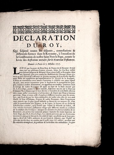Declaration du roy, qui suspend toutes les disputes, contestations & differends qui se sont formez dans le royaume by France cover