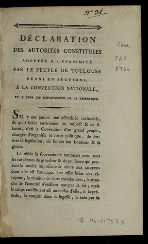 De claration by Toulouse (France) cover