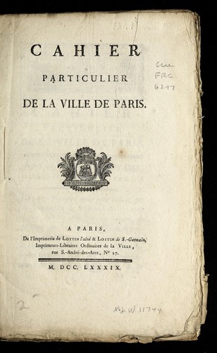 Cahier particulier by Paris (France) cover