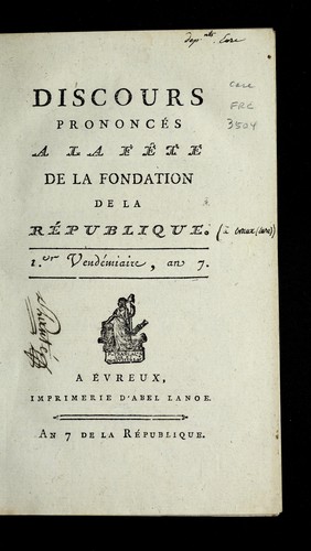 Discours prononce s a la fe te de la fondation de la Re publique