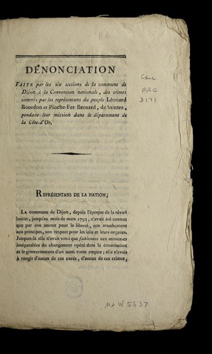 Denonciation by Dijon (France) cover