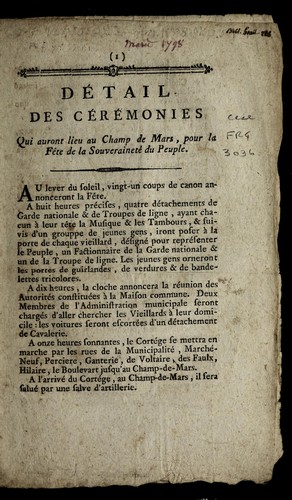 De tail des ce re monies qui auront lieu au Champ de Mars by Rouen (France) cover