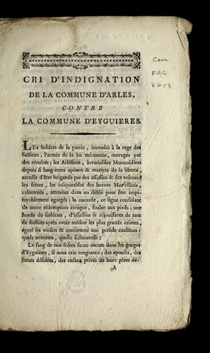 Cri d'indignation by Arles (France) cover