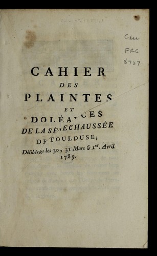 Cahier des plaintes et dole ances