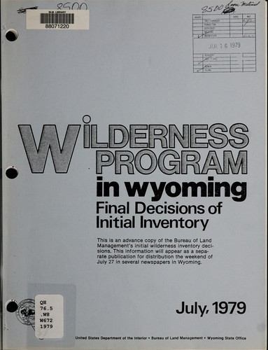 Wilderness program in Wyoming