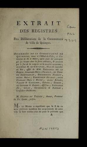 Extrait des registres des de libe rations by Quimper (France) cover