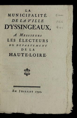 La municipalite  de la ville d'Yssingeaux by Yssingeaux (France) cover