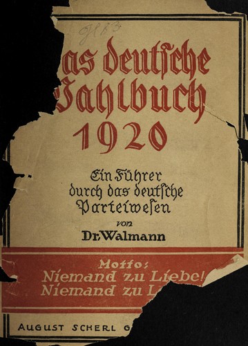 Das deutsche Wahlbuch 1920 by Walmann cover