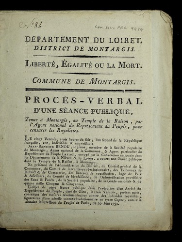 ... Proc`es-verbal d'une se ance publique by Montargis (France) cover