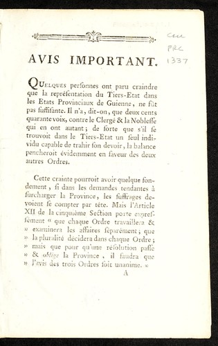Avis important by Guyenne (France) cover